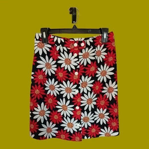 New star vtg mini skirt daisy red&wht size xs